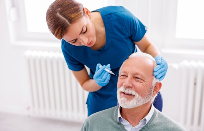 Man receiving BOTOX from a dentist in Auburn