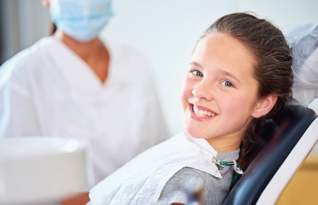 Young dental patient smiling during children's dentistry visit